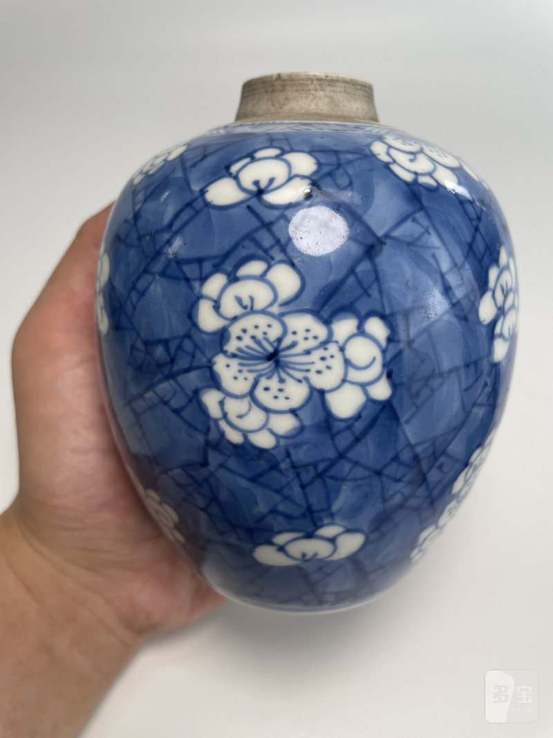 清康熙 青花冰梅罐一组两件 - 图10